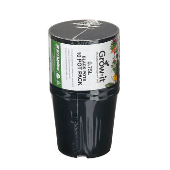0.75L (10cm) Round Pot 10 Pack Black